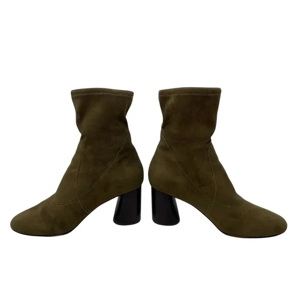 Donald Pliner Suede Sock Boot - Leather Booties - Olive Green - Size 6 - Picture 4 of 9